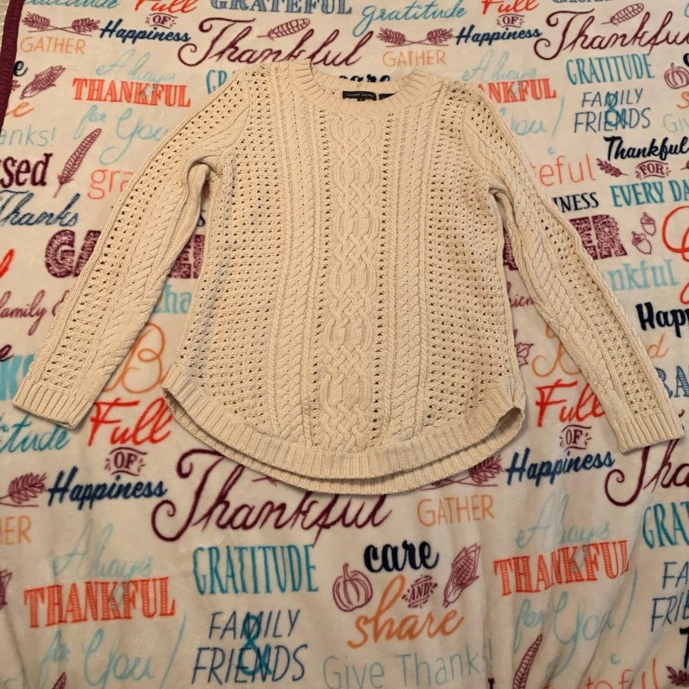 Jeanne Pierre Women's Cream Cable Knit Sweater. Size Small.